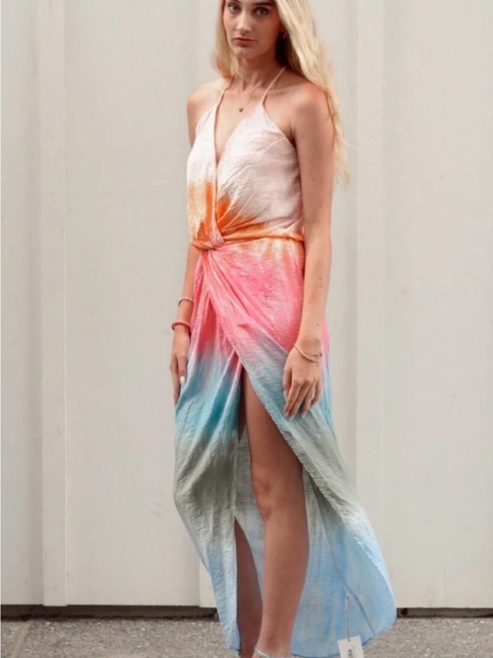 Young Fabulous & Broke Pink, Orange & Blue Twist-Front Maxi Dress
